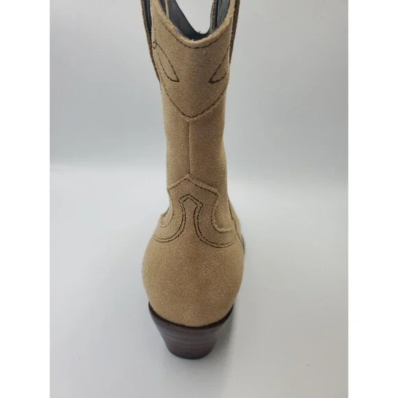 CELINE Paris Western Low Boots in Suede Beige W/ Dark Stitching Sz 39 EUR 8.5 US - Picture 15 of 16